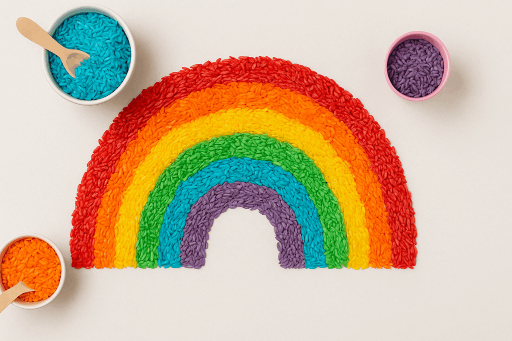 Sensorik Spiel DIY bunter Reis Kinder