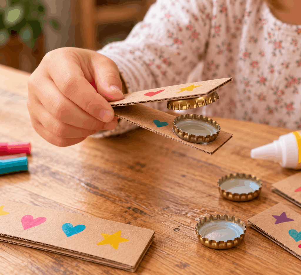 Musikinstrumente selber machen, basteln, DIY Kastagnetten,  selber basteln mit Kindern, Ideen für Basteln