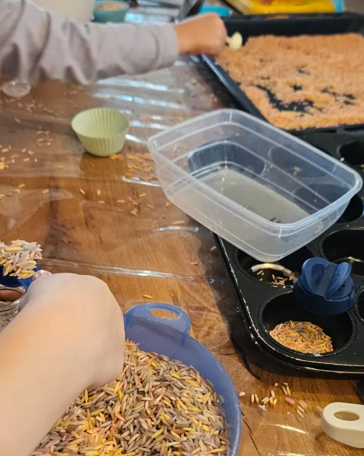 DIY Spielidee Kreatives Spiele bei schlechtem Wetter, Winter Spiele Indoor, Kinder Spiele, bildschirmfrei, Regen Spielidee indoor aktivitäten mit Kindern  Sensorik Spielidee, Reis Spiel, 